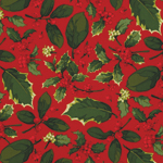 Holly Leaves & Berries on a Red Background - Click Image to Close